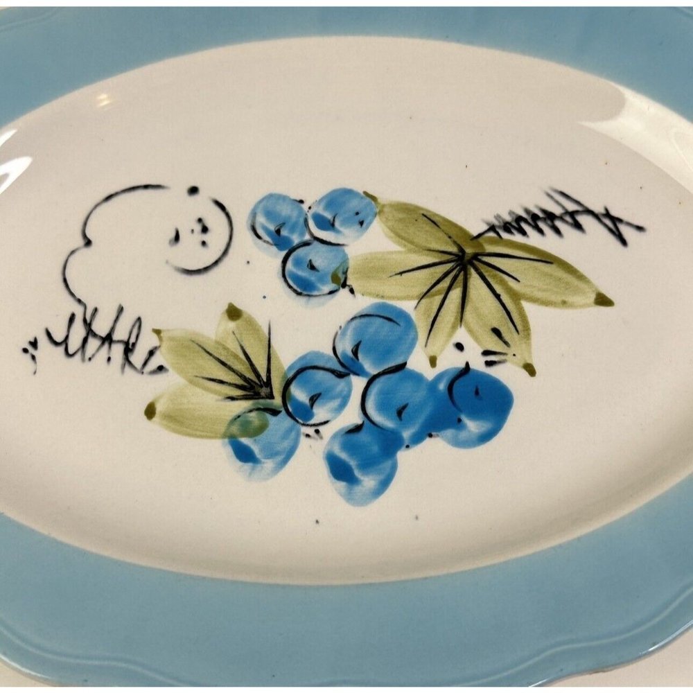 Pair of Vintage Corona Ironstone Ware Small and Medium Platter Grape Cluster - Picture 13 of 13
